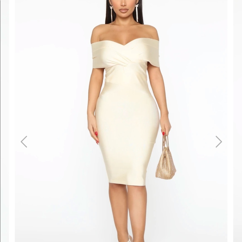 Ivory bandage dress, formal or cocktail!
